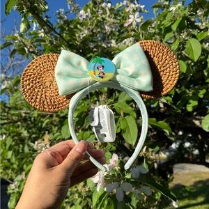 Disney Parks Minnie Mouse Ears Summer Palm Rattan headband